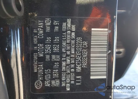 2015 Hyundai Accent Gs z USA, uszkodzony, nr VIN KMHCT5AEXFU232209